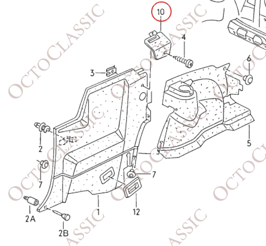 VW Corrado Sicherheitsgurtabdeckung hinten links oder rechts schwarz 535868528 VW Corrado Sicherheitsgurtabdeckung hinten links oder rechts schwarz 535868528