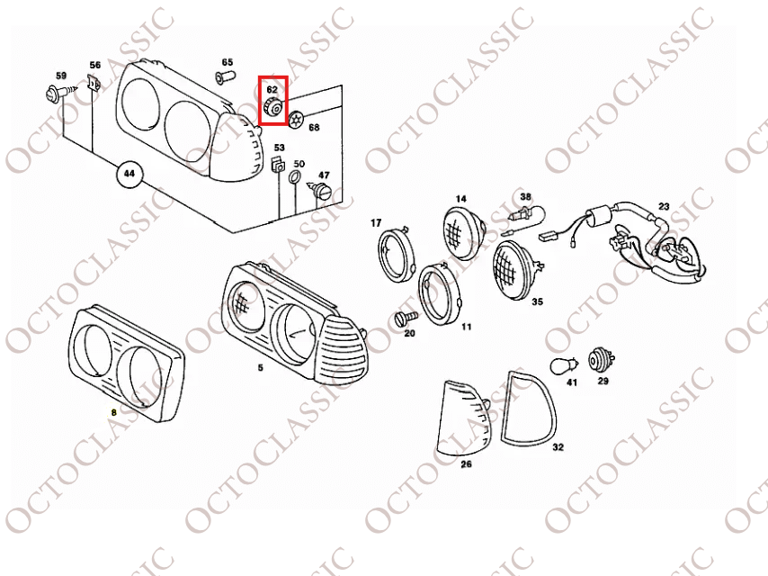 Mercedes W123 Bisel del Faro Tuerca de plástico Juego de 5 Blanco 1089900057 Mercedes W123 Bisel del Faro Tuerca de plástico Juego de 5 Blanco 1089900057