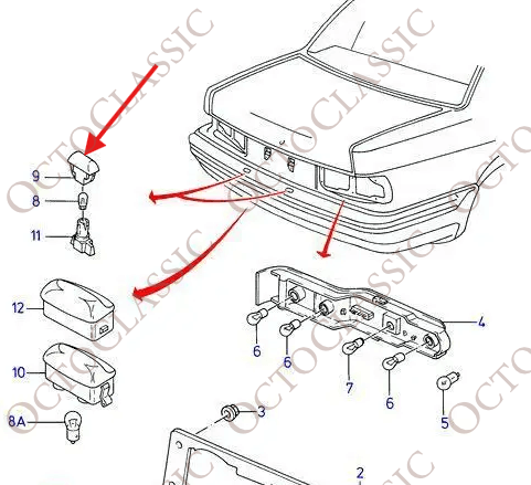 Ford Sierra Sapphire RS Cosworth copritarga posteriore Set di 2 nero 81AG13550AA Ford Sierra Sapphire RS Cosworth copritarga posteriore Set di 2 nero 81AG13550AA
