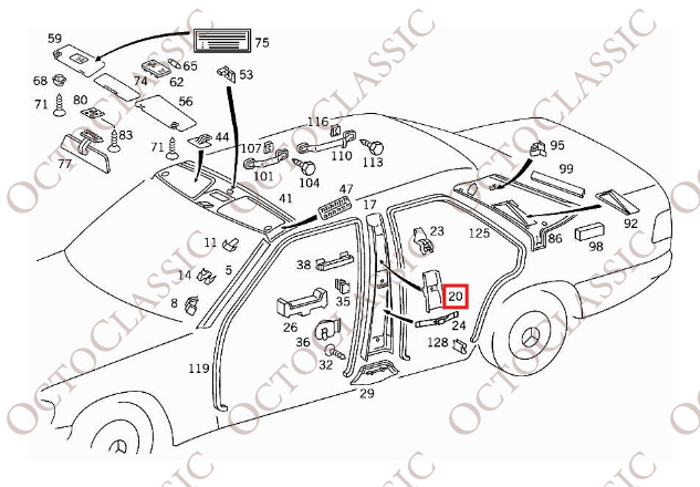 Mercedes W124 Copertura e pulsante di regolazione della cintura di sicurezza per il montante B a sinistra o a destra A2016900930, A1246920122 / A2016901030, A1246920222 Mercedes W124 Copertura e pulsante di regolazione della cintura di sicurezza per il montante B a sinistra o a destra A2016900930, A1246920122 / A2016901030, A1246920222