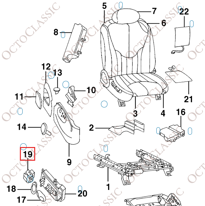 Jaguar S-Type Interruttore di regolazione lombare dei sedili Set di 2 XR81411 Jaguar S-Type Interruttore di regolazione lombare dei sedili Set di 2 XR81411