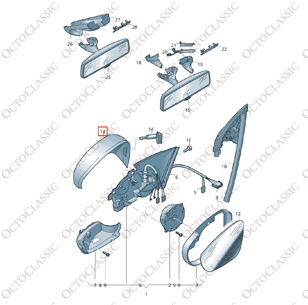 Zestaw 2 lusterek lewych i prawych Volkswagen Scirocco / Beetle / Passat / CC 3C8857537 / 3C8857538 Zestaw 2 lusterek lewych i prawych Volkswagen Scirocco / Beetle / Passat / CC 3C8857537 / 3C8857538