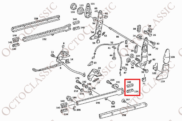 Mercedes SL SLC R107 Complete 1 Set Of Seat Rail Plastic Sliding Jaw A1079190424 A1079190324 Mercedes SL SLC R107 Complete 1 Set Of Seat Rail Plastic Sliding Jaw A1079190424 A1079190324