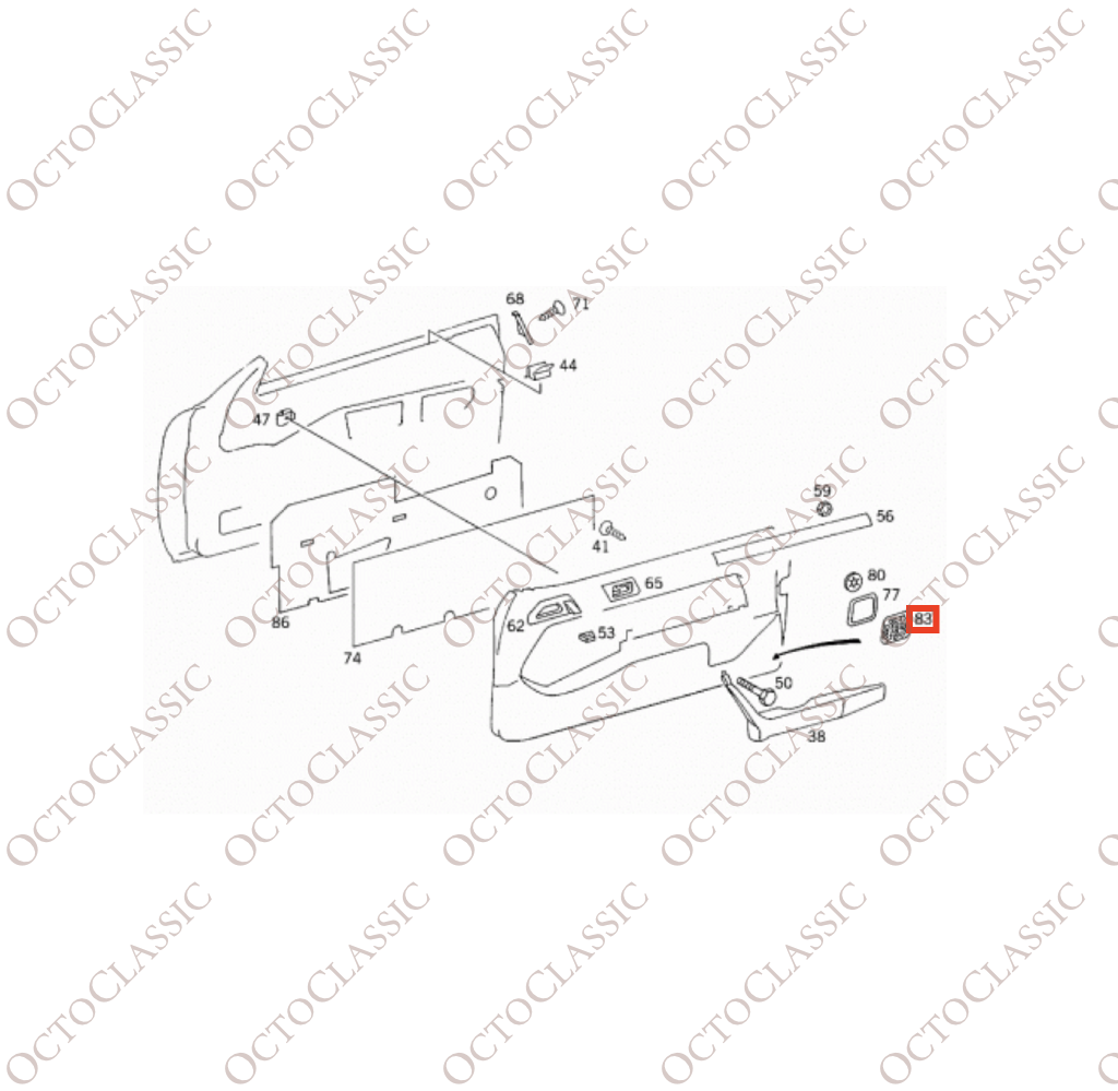 Mercedes W124 Sistema dei bassi attivi Coperchio dell’altoparlante del pannello della porta Mercedes W124 Sistema dei bassi attivi Coperchio dell’altoparlante del pannello della porta