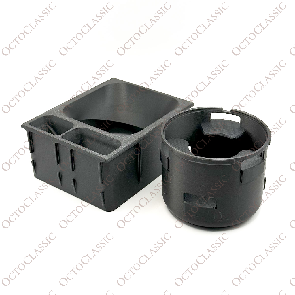 Mercedes R129 SL Support de gobelets personnalisé avec récipients – Remplacement de la boîte de rangement de la console centrale Mercedes R129 SL Support de gobelets personnalisé avec récipients – Remplacement de la boîte de rangement de la console centrale