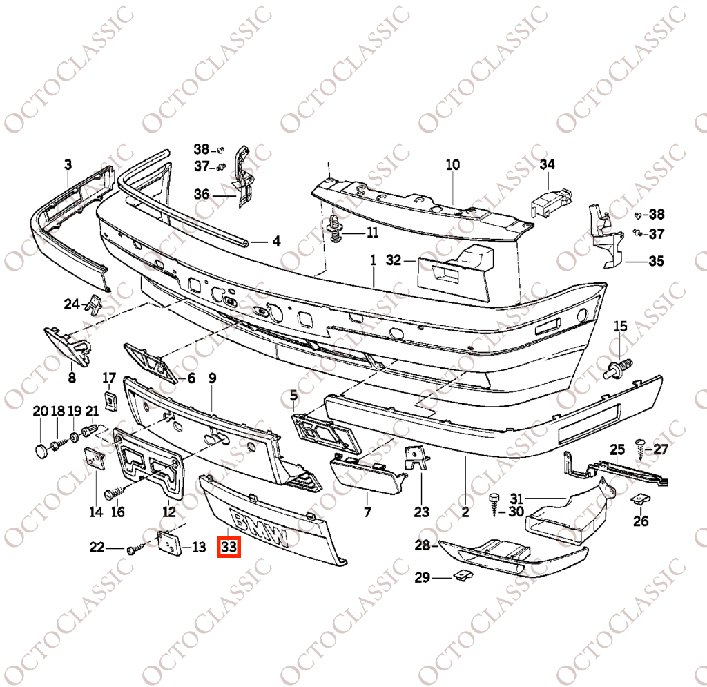 BMW E34 USA Frontstoßstange Nummernschild löschen Trim schwarz oder grundiert 51111978089 BMW E34 USA Frontstoßstange Nummernschild löschen Trim schwarz oder grundiert 51111978089