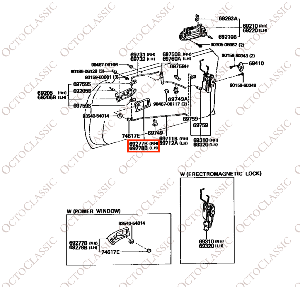 Toyota Celica T180 Alloggiamento maniglia interna porta sinistra o destra nero 69278-20110 / 69277-20110 Toyota Celica T180 Alloggiamento maniglia interna porta sinistra o destra nero 69278-20110 / 69277-20110