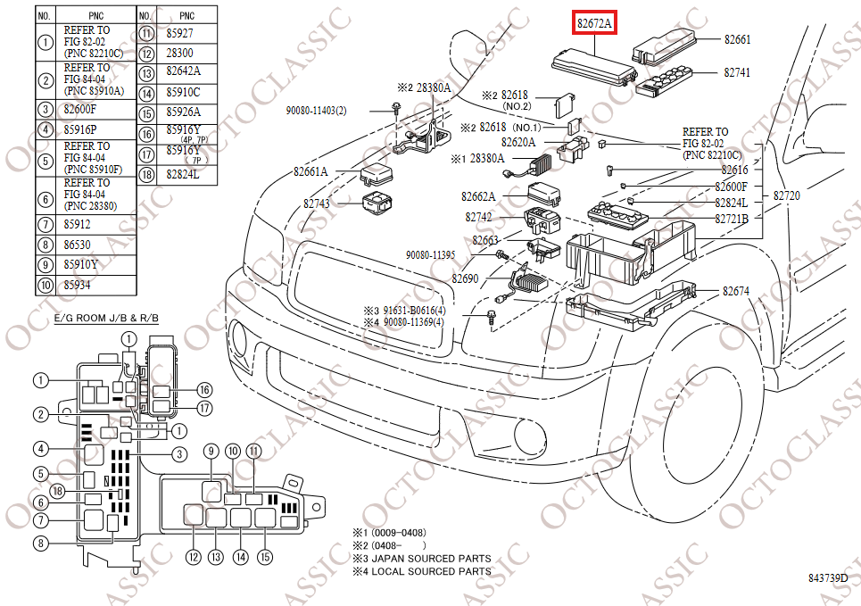 Toyota Sequoia Scatola Fusibili Motore Nero 826720C020 Toyota Sequoia Scatola Fusibili Motore Nero 826720C020