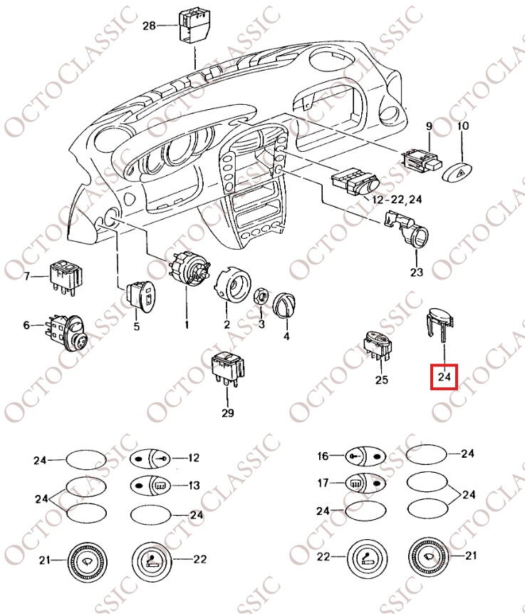 Porsche 986 Boxster Console Centrale Cieco Set di 3 99661342510 Porsche 986 Boxster Console Centrale Cieco Set di 3 99661342510
