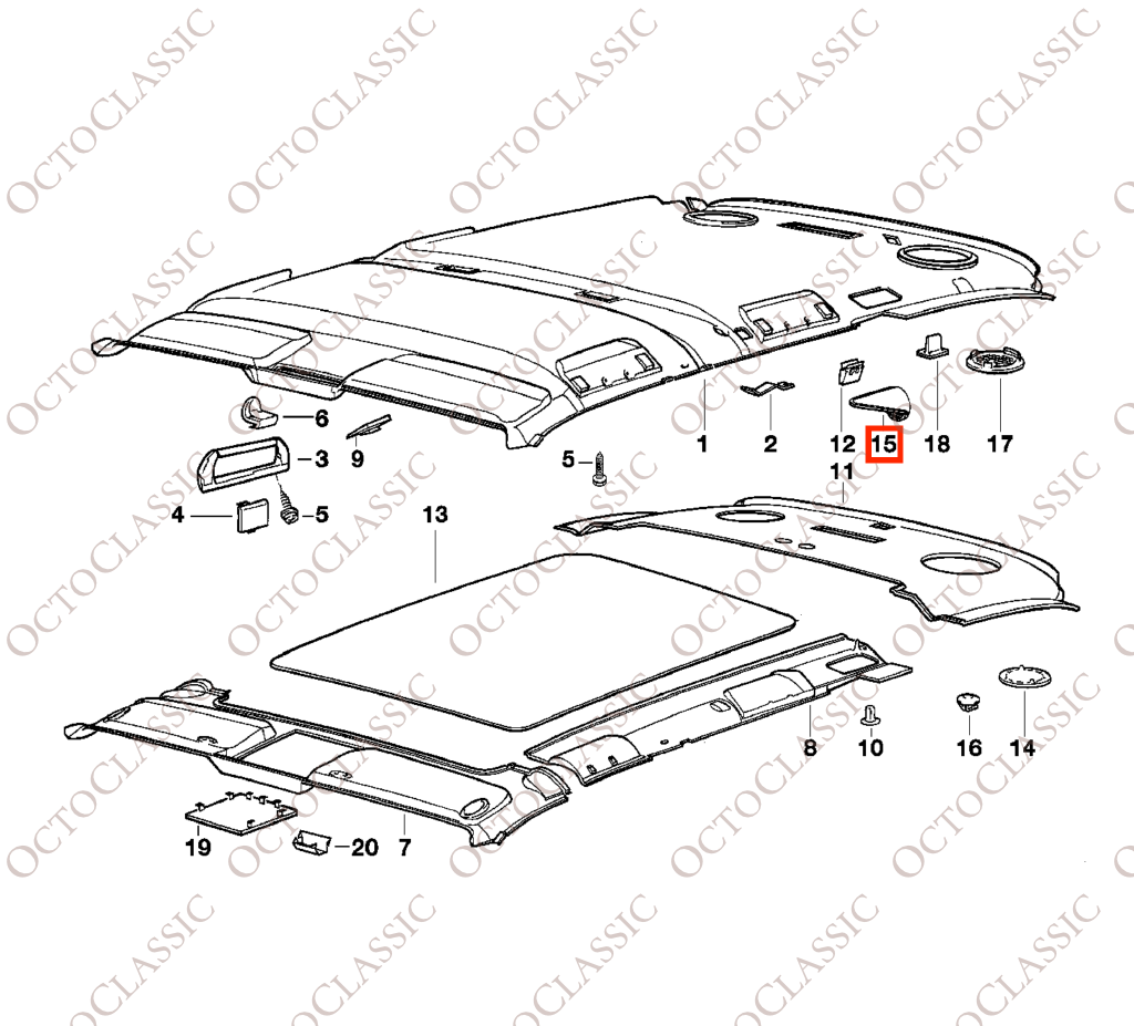 BMW E34 Touring Osłona głośnika dachowego lewa lub prawa Wszystkie kolory 51448120949 / 51448120950 BMW E34 Touring Osłona głośnika dachowego lewa lub prawa Wszystkie kolory 51448120949 / 51448120950