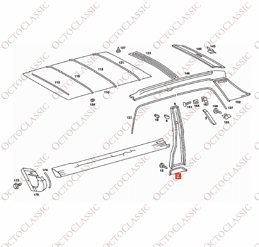 Mercedes W116 B-Pillar Lower Cover Trim Left Or Right All Colors A1166920122 / A1166920222 Mercedes W116 B-Pillar Lower Cover Trim Left Or Right All Colors A1166920122 / A1166920222