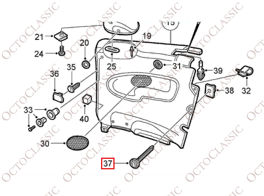 Saab 900 / 9000 / 9-3 Clip del pannello interno per pannello laterale / pannello del bagagliaio 9491689 Set di 5 Saab 900 / 9000 / 9-3 Clip del pannello interno per pannello laterale / pannello del bagagliaio 9491689 Set di 5