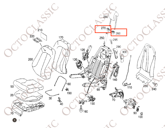R230 Tube de garniture d’appui-tête gauche et droite A2159700041 / A2159140159 R230 Tube de garniture d’appui-tête gauche et droite A2159700041 / A2159140159
