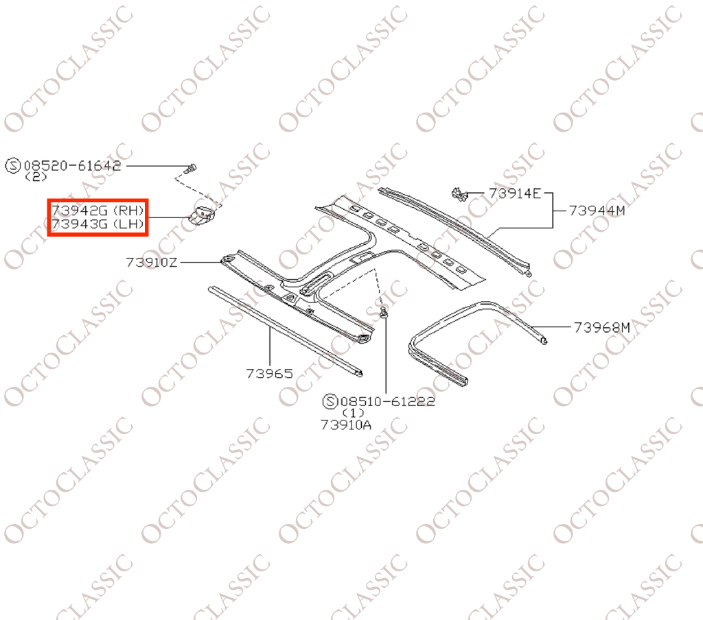 Nissan 300ZX Z32 T-Top Frame Front Corner Cover Trim Left Or Right All Colors 73953-30P00 / 73952-30P00 Nissan 300ZX Z32 T-Top Frame Front Corner Cover Trim Left Or Right All Colors 73953-30P00 / 73952-30P00