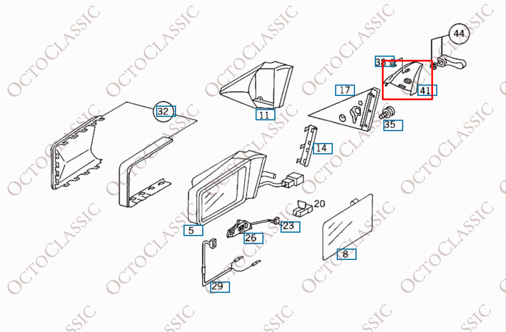 A124, C124, Mercedes-Benz, W124 - C124 Door mirror triangle- manual (A124, E320) 1247201811 - OCTOCLASSIC A124, C124, Mercedes-Benz, W124 - C124 Door mirror triangle- manual (A124, E320) 1247201811 - OCTOCLASSIC