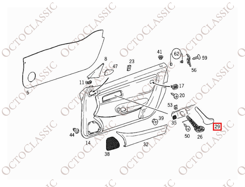 Mercedes R170 SLK Interior Left Or Right Door Handle Cover A1707270180 / A1707270280 Mercedes R170 SLK Interior Left Or Right Door Handle Cover A1707270180 / A1707270280