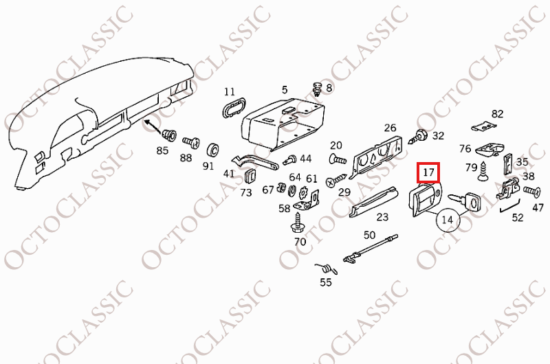 Mercedes W126 / C126 Glove Box Lock Handle Black A1266800184 (2 Versions) Mercedes W126 / C126 Glove Box Lock Handle Black A1266800184 (2 Versions)