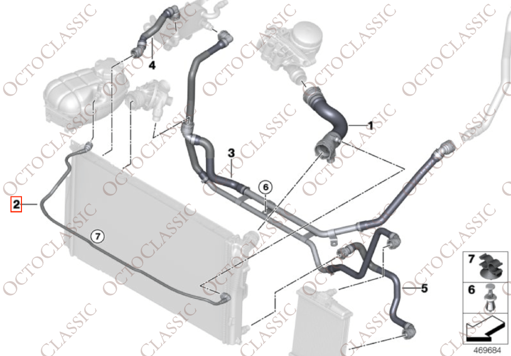 BMW F20 / F21 / F22 / F23 / F30 / F31 Tubo di ritorno del refrigerante del radiatore 17128570061 / 17128507235 BMW F20 / F21 / F22 / F23 / F30 / F31 Tubo di ritorno del refrigerante del radiatore 17128570061 / 17128507235