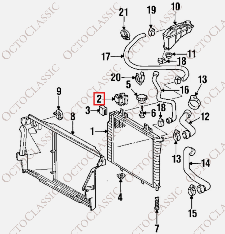 Mercedes R170 / W168 / W202 / W208 / W210 / 414 Supporto coperchio radiatore Set di 2 nero A2105040146 Mercedes R170 / W168 / W202 / W208 / W210 / 414 Supporto coperchio radiatore Set di 2 nero A2105040146
