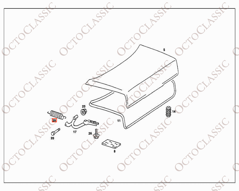 Mercedes W201 Juego de 2 bisagras de muelle para la tapa del maletero A2017570129 Mercedes W201 Juego de 2 bisagras de muelle para la tapa del maletero A2017570129
