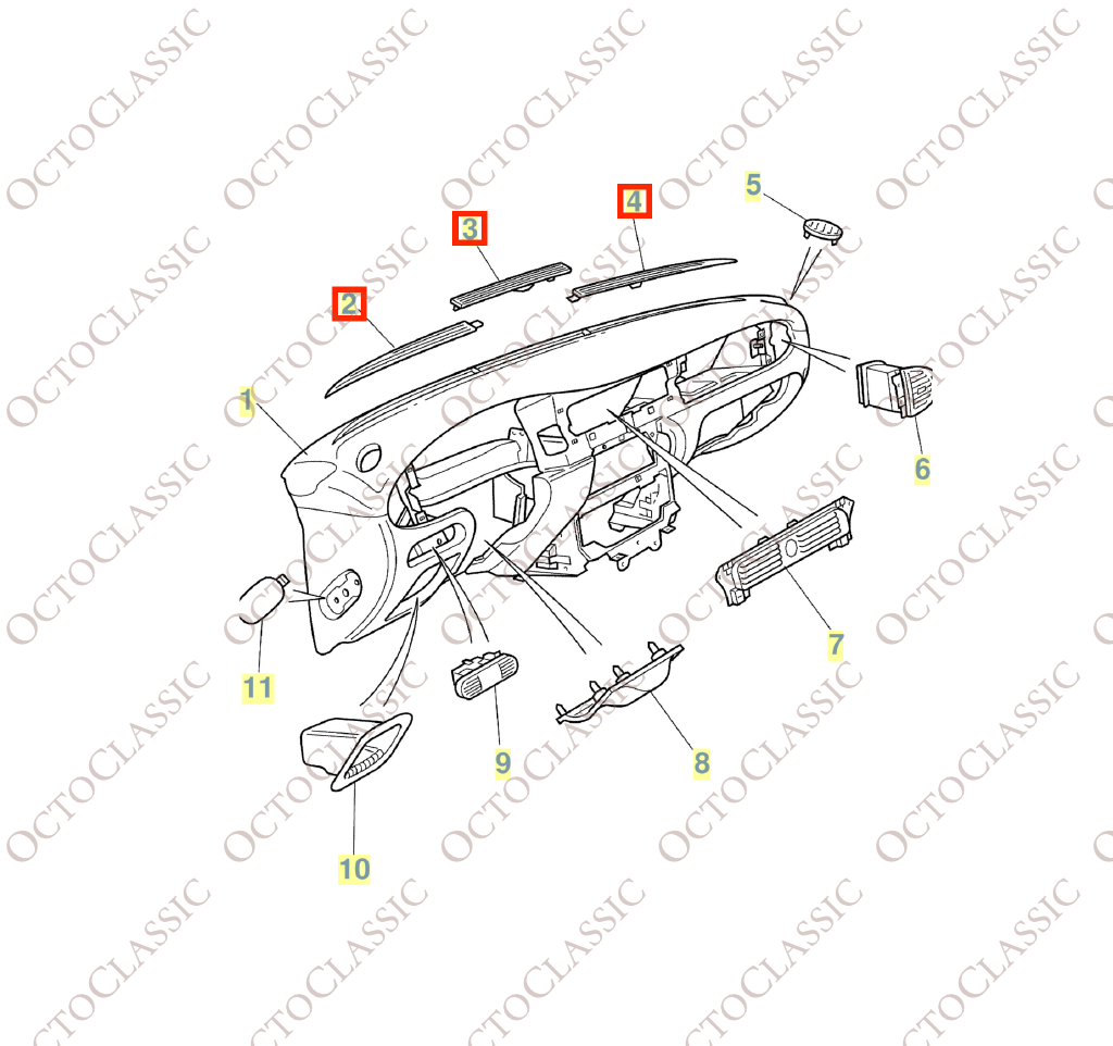 Jaguar XJ / XK Armaturenbrett Lüftungsgitter Zierleiste links / Mitte / rechts – einteilig alle Farben GNC6601AA / GNC6616AA / GNC6600AA Jaguar XJ / XK Armaturenbrett Lüftungsgitter Zierleiste links / Mitte / rechts – einteilig alle Farben GNC6601AA / GNC6616AA / GNC6600AA
