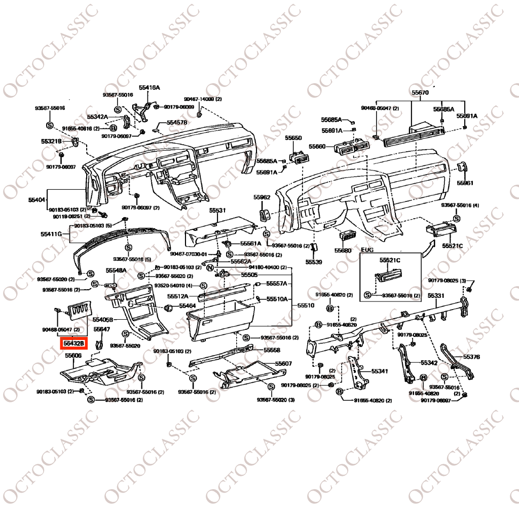 Toyota Supra A70 Cruscotto Pannello di alloggiamento dell’interruttore LHD o RHD Tutti i colori 55432-14210 Toyota Supra A70 Cruscotto Pannello di alloggiamento dell’interruttore LHD o RHD Tutti i colori 55432-14210