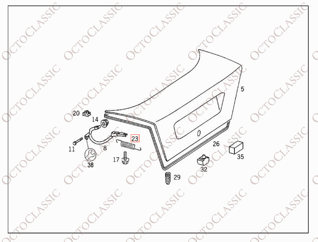 Mercedes W202 Charnière à ressort Couvercle de coffre A2027570029 Mercedes W202 Charnière à ressort Couvercle de coffre A2027570029