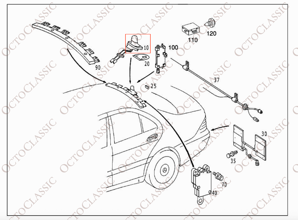 Mercedes W220 Copri Antenna A2208201375 Mercedes W220 Copri Antenna A2208201375