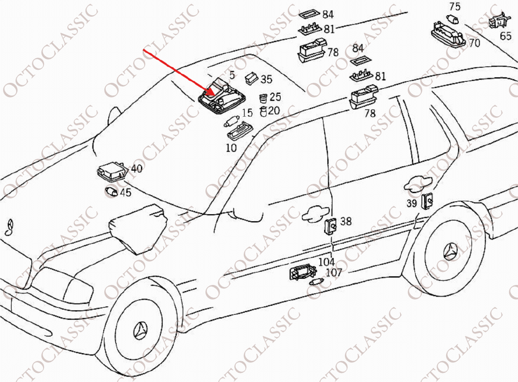 Mercedes W202 / W208 / W210 Kit de réparation de l’éclairage intérieur de la console de pavillon Hella 148564 Toutes les couleurs Mercedes W202 / W208 / W210 Kit de réparation de l’éclairage intérieur de la console de pavillon Hella 148564 Toutes les couleurs