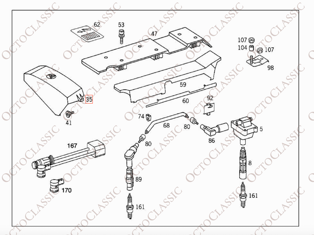 Mercedes W124 / W202 / W210 / W140 / R129 Protective Cover M104 Engine A1041500066 Mercedes W124 / W202 / W210 / W140 / R129 Protective Cover M104 Engine A1041500066