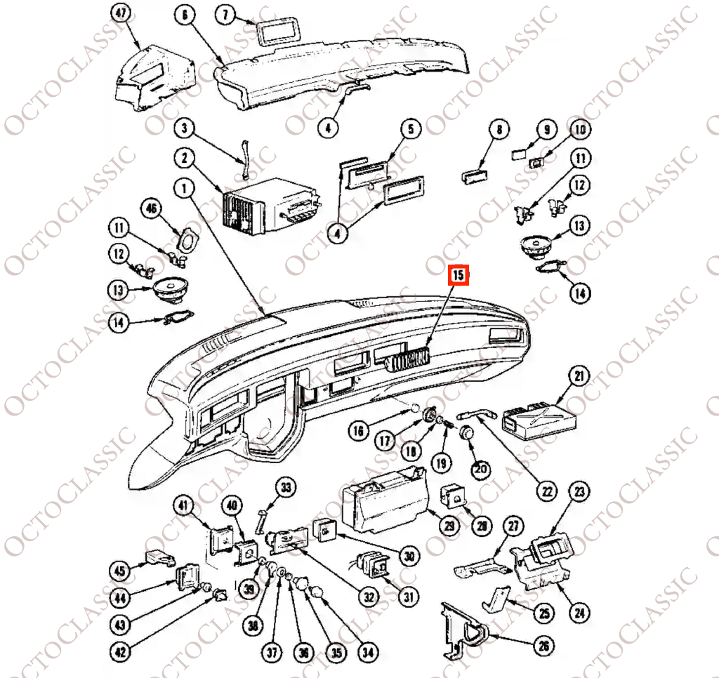 Cadillac Eldorado 9th Air Vent Dashboard Chrome Grille Cadillac Eldorado 9th Air Vent Dashboard Chrome Grille