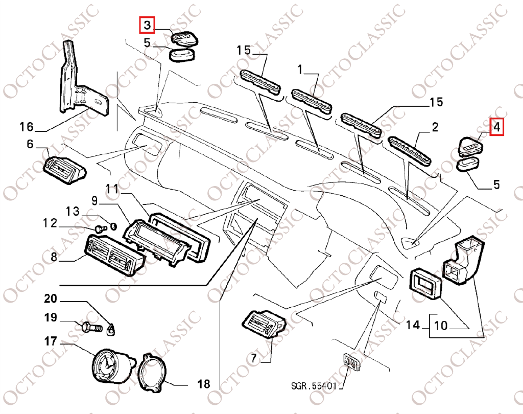 Fiat Coupe Cubierta de altavoz y rejilla de ventilación Izquierda o Derecha Negro 46303412 / 46305742 Fiat Coupe Cubierta de altavoz y rejilla de ventilación Izquierda o Derecha Negro 46303412 / 46305742