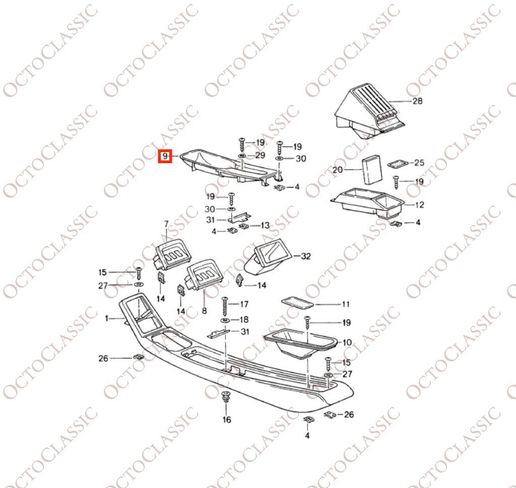 Porsche 911 964 / 993 Center Console Carbon Fibre Handbrake Trim 96455253900 Porsche 911 964 / 993 Center Console Carbon Fibre Handbrake Trim 96455253900