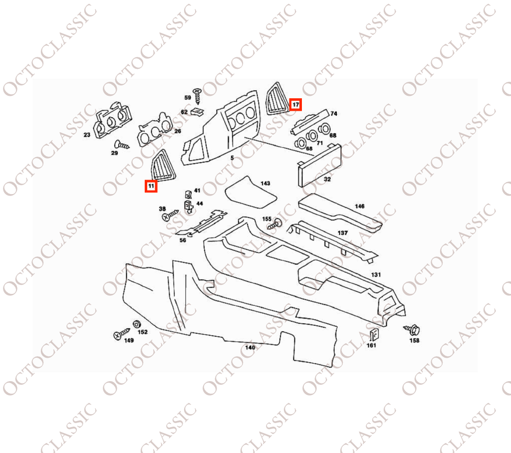 Mercedes W201 Center Console A/C Side Air Vent Grille Left Or Right All Colors A2016830936 / A2016831036 Mercedes W201 Center Console A/C Side Air Vent Grille Left Or Right All Colors A2016830936 / A2016831036