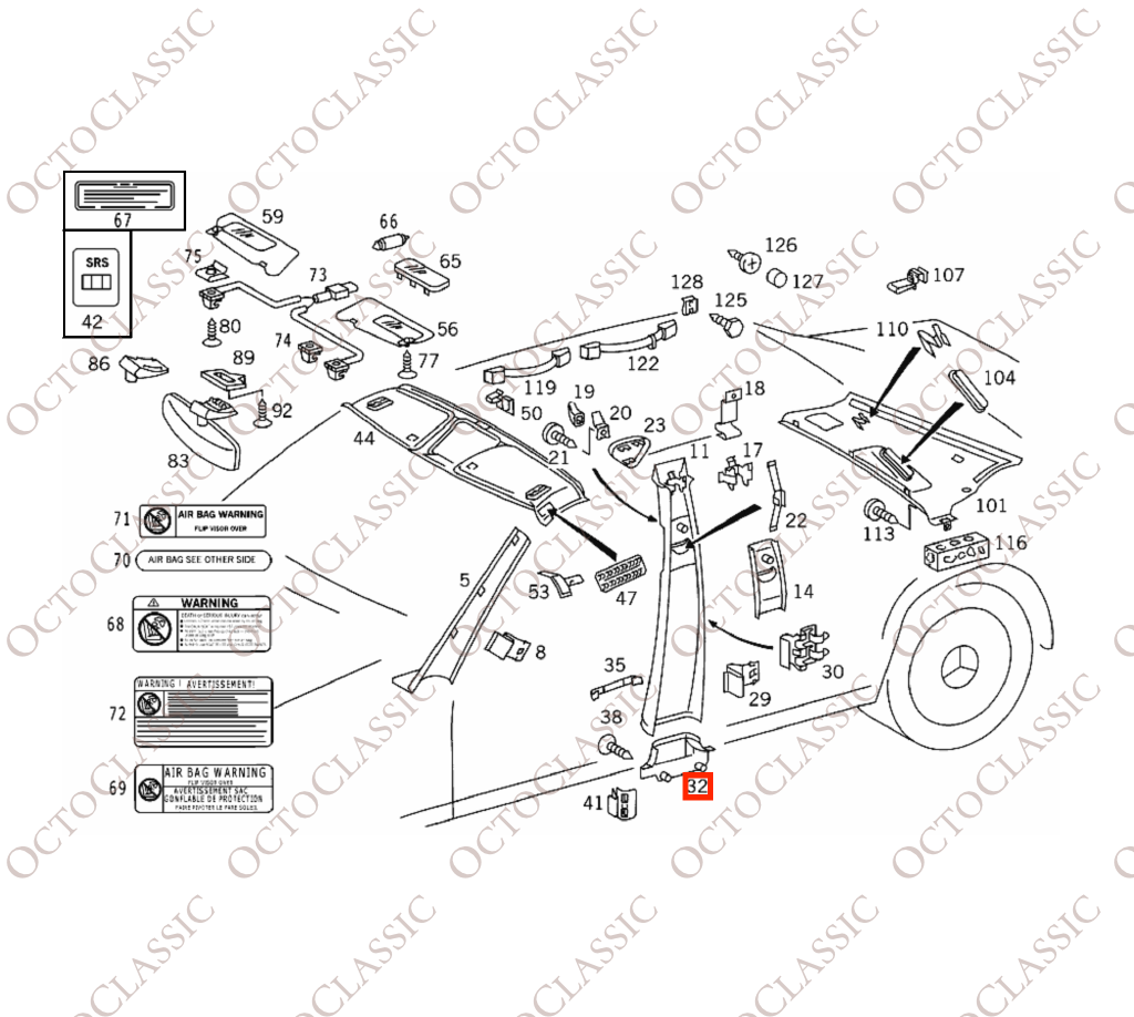 Mercedes W140 Lower B-Pillar Trim Left Or Right All Colors A1406920322 / A1406920422 Mercedes W140 Lower B-Pillar Trim Left Or Right All Colors A1406920322 / A1406920422