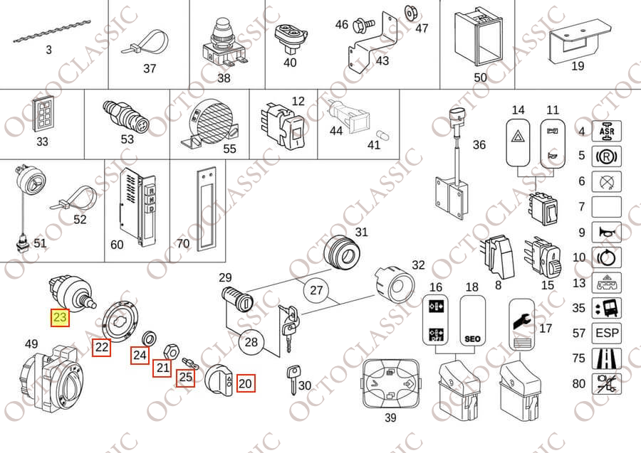 Mercedes W124 / W201 / W202 / W210 / W140 Headlight Switch / Headlamp Adjustment Switch A0005456704 Mercedes W124 / W201 / W202 / W210 / W140 Headlight Switch / Headlamp Adjustment Switch A0005456704