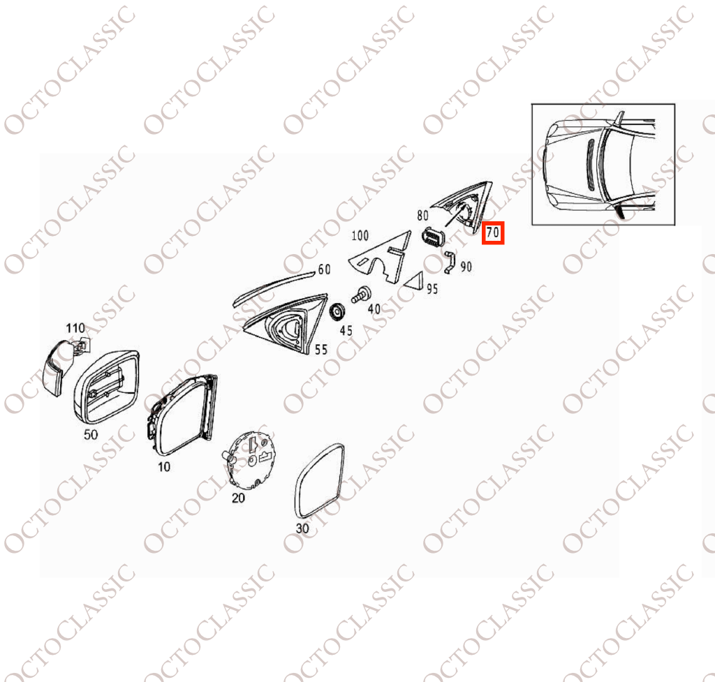Mercedes W215 Triangolo specchietto con copertura tweeter sinistra o destra A2157250111 / A2157250211 Mercedes W215 Triangolo specchietto con copertura tweeter sinistra o destra A2157250111 / A2157250211