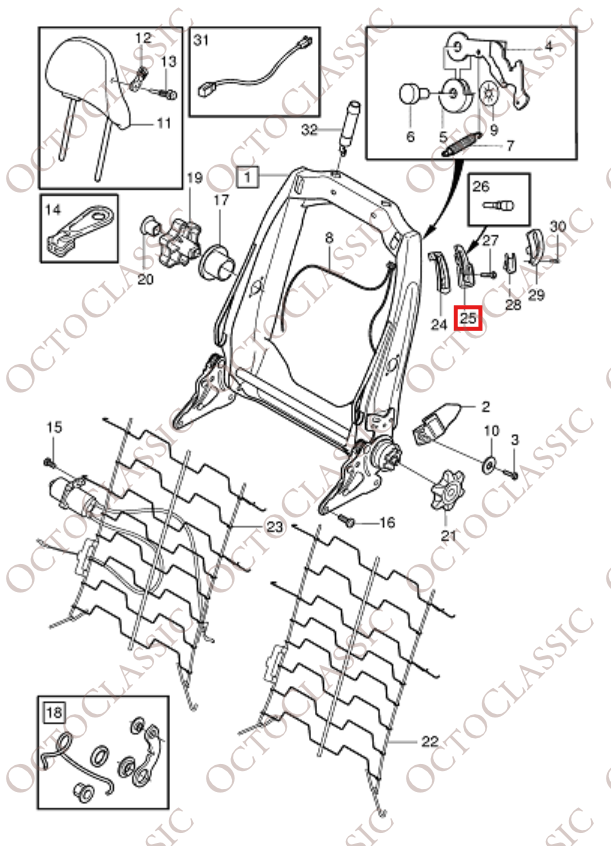 Poignée de réglage du dossier du siège de la Volvo C30 Toutes les couleurs 08639953 Poignée de réglage du dossier du siège de la Volvo C30 Toutes les couleurs 08639953