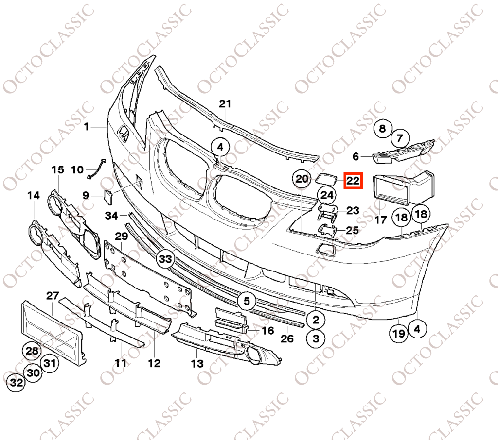BMW E60 / E61 Front Bumper Headlight Washer Cover Cap Left Or Right Primed 51117056945 / 51117056946 BMW E60 / E61 Front Bumper Headlight Washer Cover Cap Left Or Right Primed 51117056945 / 51117056946