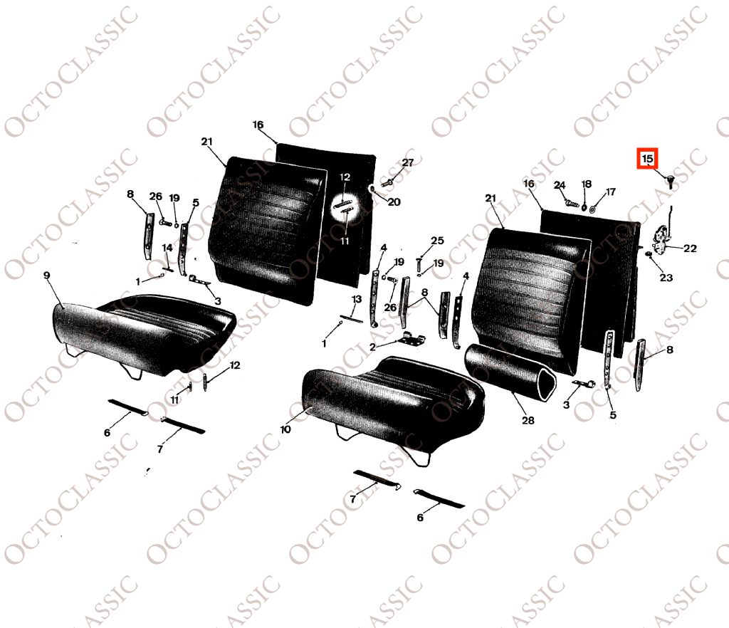 Lancia Beta HPE Bouton de verrouillage de la banquette arrière Lot de 2 Noirs Lancia Beta HPE Bouton de verrouillage de la banquette arrière Lot de 2 Noirs