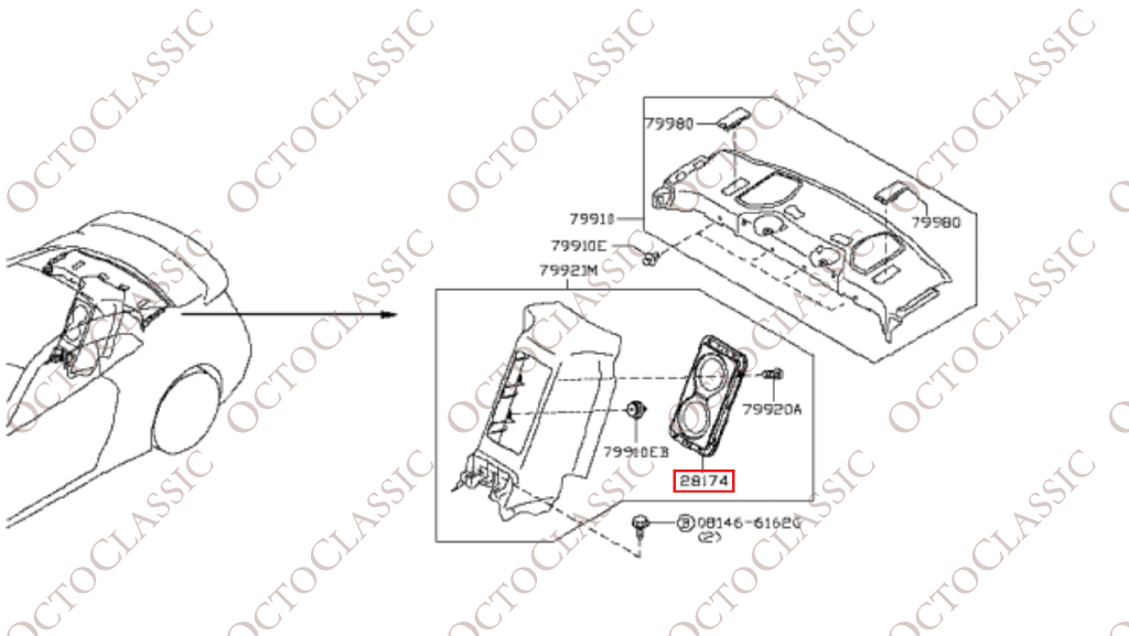 Nissan GT-R R35 Carcasa del altavoz trasero Surround Negro 79923JF24A Nissan GT-R R35 Carcasa del altavoz trasero Surround Negro 79923JF24A