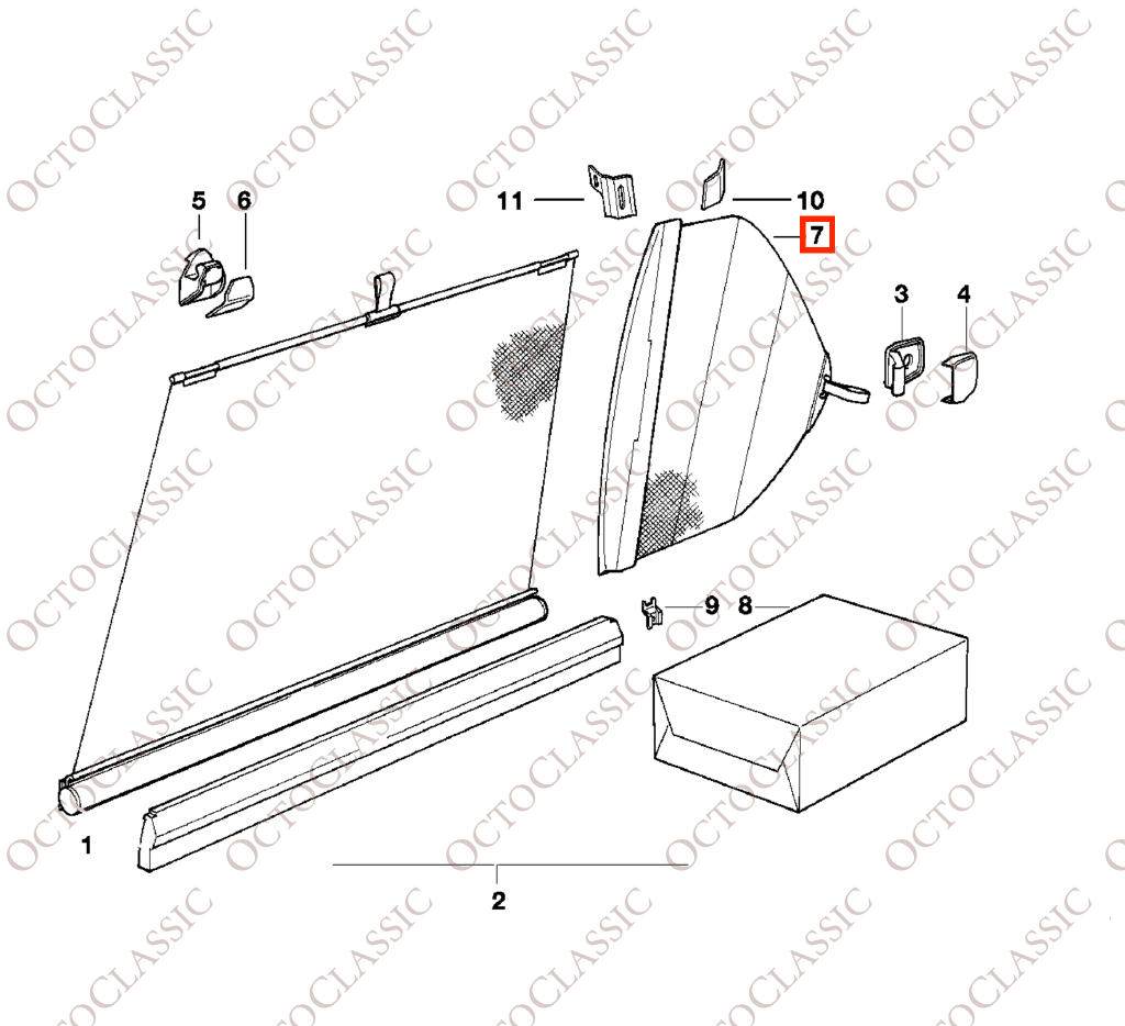 BMW E32 Side Small Window Sun Shade Housing Body Left Or Right Black 51161964323 / 51161964324 BMW E32 Side Small Window Sun Shade Housing Body Left Or Right Black 51161964323 / 51161964324