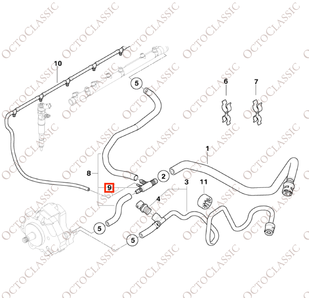 BMW X5 E53 3.0 Diesel M57N Conector de Línea de Combustible Pieza de Distribución 13537790205 BMW X5 E53 3.0 Diesel M57N Conector de Línea de Combustible Pieza de Distribución 13537790205