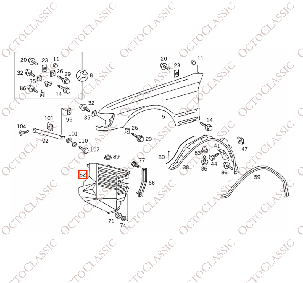 Mercedes W126 Oil Cooler Shield Fender Cover Left Or Right Black A1268840735 / A1268840835 Mercedes W126 Oil Cooler Shield Fender Cover Left Or Right Black A1268840735 / A1268840835