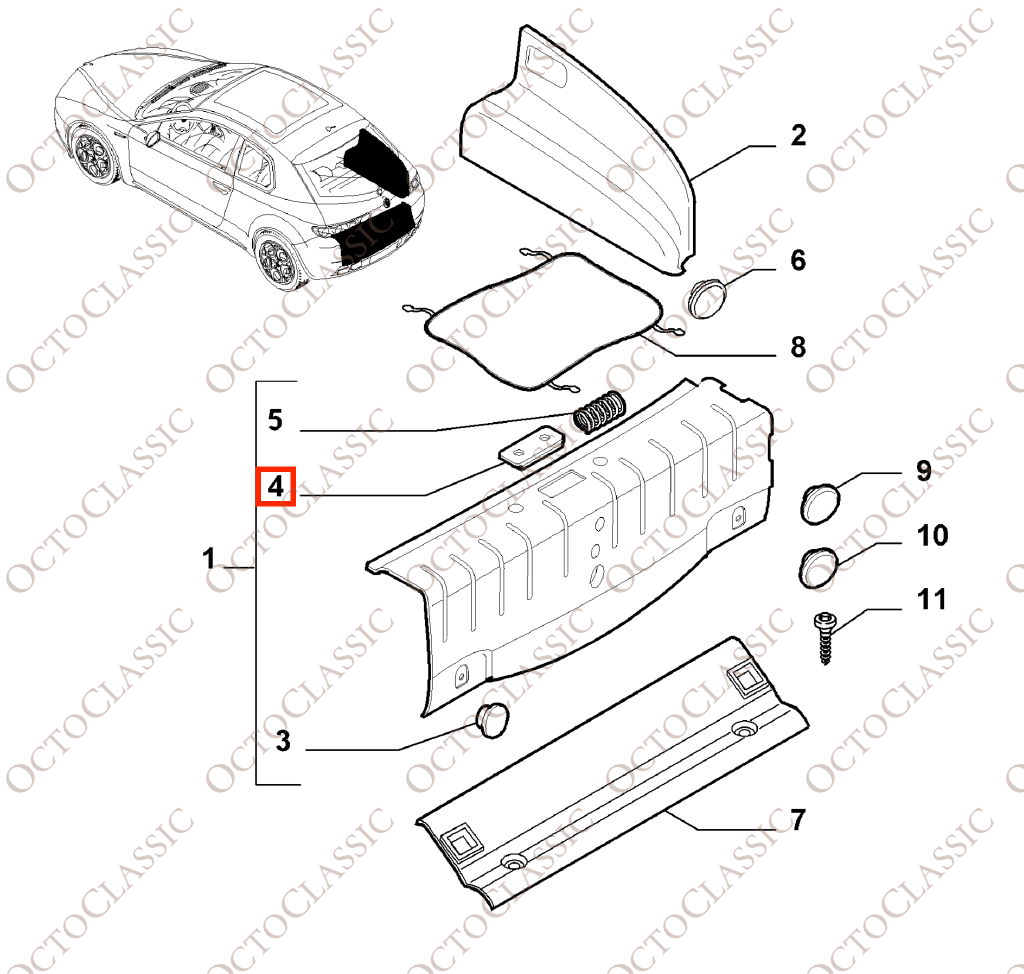 Alfa Romeo Brera Tailgate Lock Flap Cover Lid Black 71746408 / 156066778 Alfa Romeo Brera Tailgate Lock Flap Cover Lid Black 71746408 / 156066778