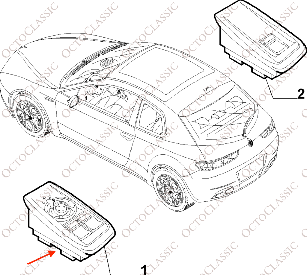 Alfa Romeo Brera / 939 Spider: kit de reparación del soporte del panel del interruptor de la ventanilla del conductor, negro, 156067230 Alfa Romeo Brera / 939 Spider: kit de reparación del soporte del panel del interruptor de la ventanilla del conductor, negro, 156067230