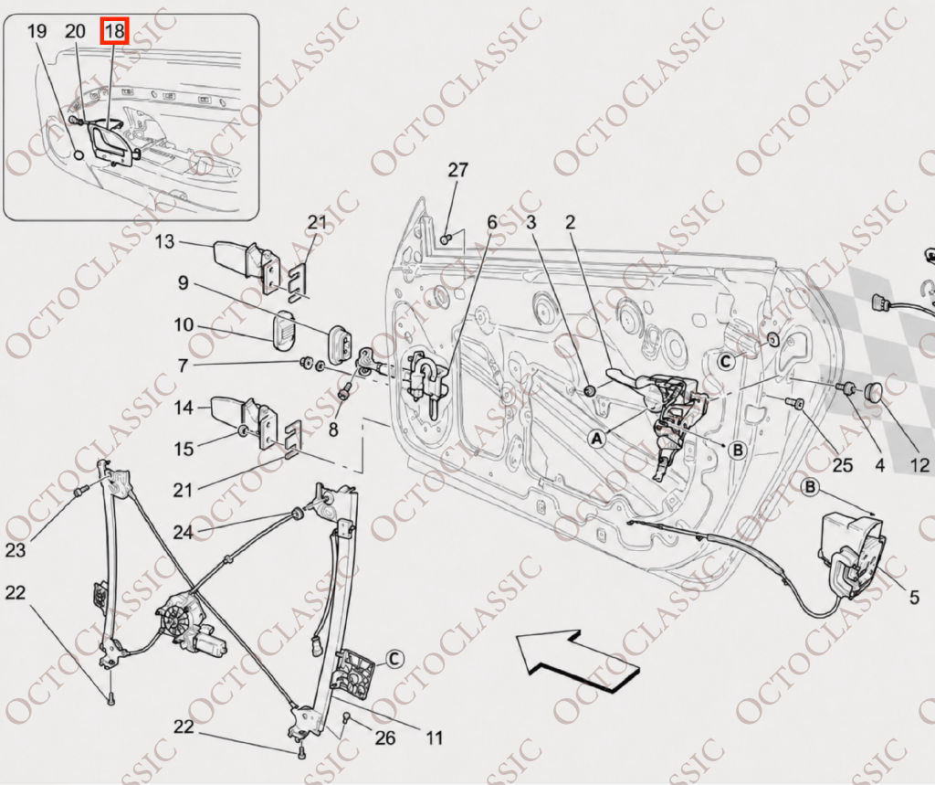 Maserati GranTurismo M145 – obudowa wewnętrznej klamki przednich drzwi (lewa lub prawa), czarna, 981603100 / 981603000 Maserati GranTurismo M145 – obudowa wewnętrznej klamki przednich drzwi (lewa lub prawa), czarna, 981603100 / 981603000