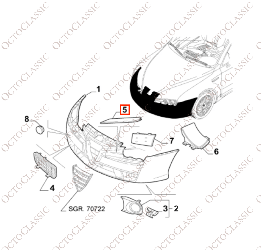 Moldura cromada del parachoques delantero del Alfa Romeo 159, izquierda o derecha, 156054313 / 156054314 Moldura cromada del parachoques delantero del Alfa Romeo 159, izquierda o derecha, 156054313 / 156054314