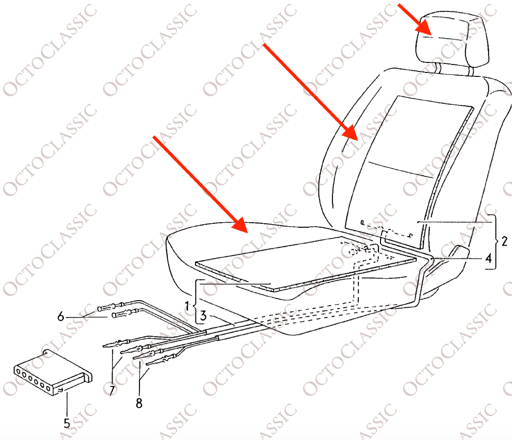 Volkswagen Golf Mk1 Cabriolet / Rabbit : lot de 6 housses de siège avant sur mesure en cuir Nappa, référence 155881405 / 155 881 405 Volkswagen Golf Mk1 Cabriolet / Rabbit : lot de 6 housses de siège avant sur mesure en cuir Nappa, référence 155881405 / 155 881 405