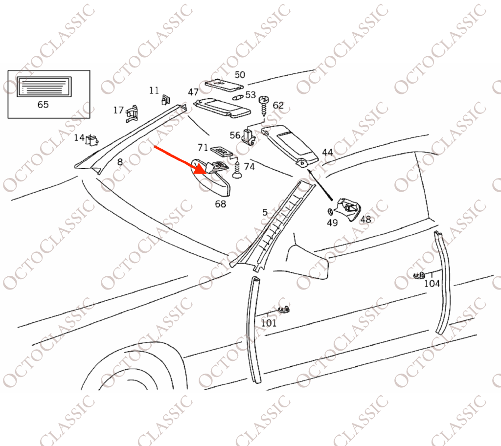 Mercedes SL R129 / W140 Rear View Mirror Holding Ball Bracket Clip Black 140533 Mercedes SL R129 / W140 Rear View Mirror Holding Ball Bracket Clip Black 140533